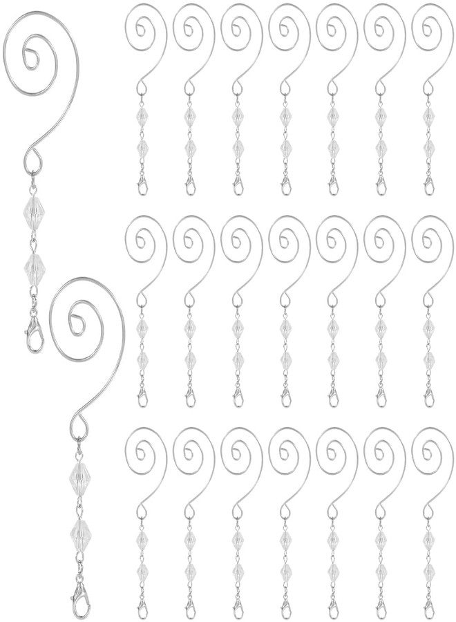 SOFPLATE 1 Box 25Pcs S Hook Ornament Hangers Christmas Decorations Ornament Hooks with Lobster Claws Beadable Acrylic Wire Platinum Jeweled Hanging Decorative for Christmas Tree Wall Party Home Decor - Image 1
